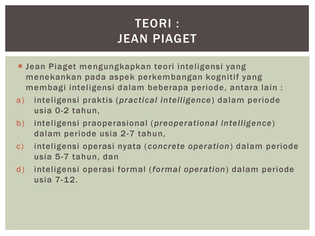 PSIKODIAGNOSTIKA 4 INTELIGENSI TEORI TEORI INTELIGENSI ppt